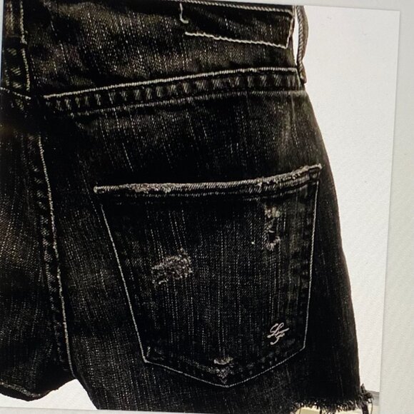 LOVERS + FRIENDS BLACK SUT OFF DENIM SHORTS - Picture 5 of 5